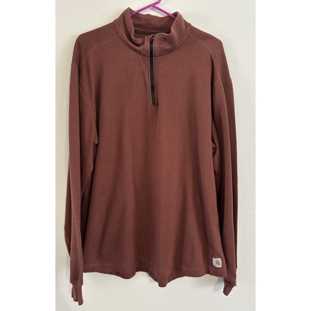 Carhartt 102837 Tilden Men's XL Sable Brown 1/4 Zip Mock Neck Pullover Shirt